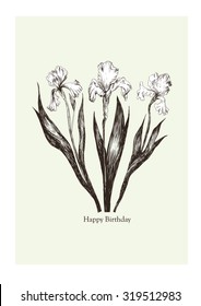 Happy B-Day card with irises