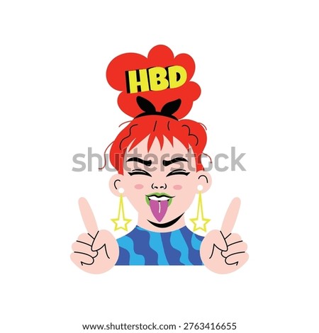 Happy Bday Gesture Flat vector Character illustration