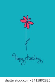 Happy Bday greeting card design. Pastel Floral decoration and hand-lettered greeting phrase.