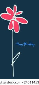 Happy Bday greeting card design. Pastel Floral decoration and hand-lettered greeting phrase.