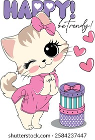 HAPPY BE TRENDY CUTE CAT LOVE