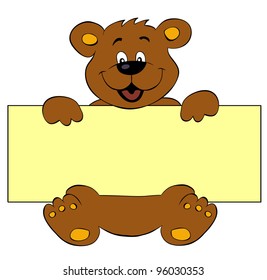 Happy bear with banner