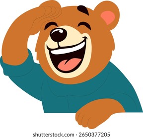 Happy Bear Cartoon Illustration hand drawn