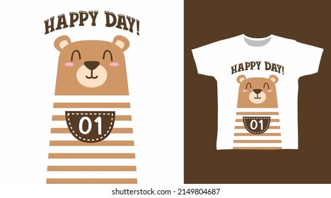 Happy bear cartoon tshirt concept designs