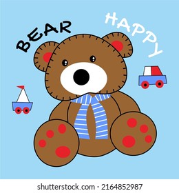 Happy bear cartoon vector design
