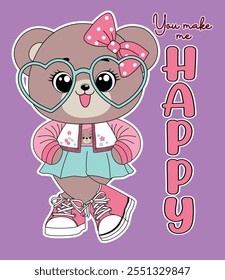 happy bear cute fashion love