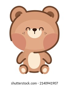 happy bear design over white
