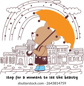 happy bear doodle vector set 