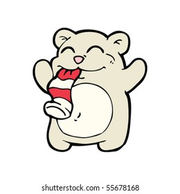 oso feliz comiendo caldo