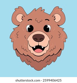 Happy bear face hand drawn