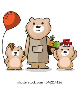  Happy bear family characters. Teddy Bear Family