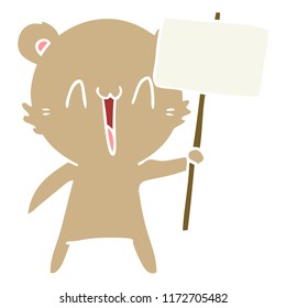 happy bear flat color style cartoon