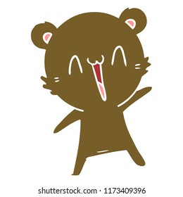 happy bear flat color style cartoon