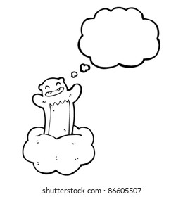 happy bear floating on cloud cartoon