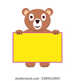 Oso feliz sosteniendo un marco vacío.
