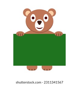 Fröhlicher Bär, der einen leeren Rahmen hält.