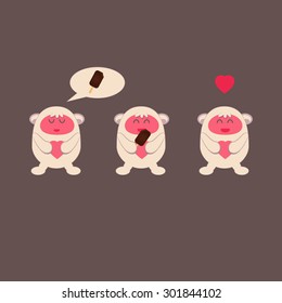 happy bear with ice-cream vector