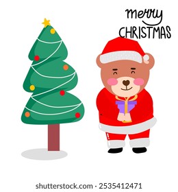 happy bear illustration design element stock. christmas day doodles