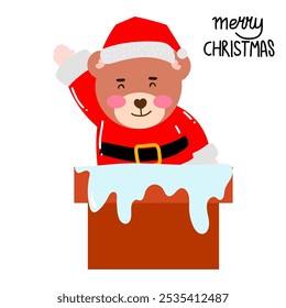 happy bear illustration design element stock. christmas day doodles