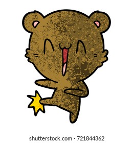 caricatura de patadas de oso feliz