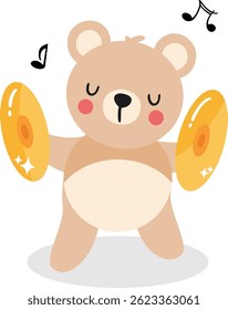 Happy Bear Playing Musical Cymbals Joyfully