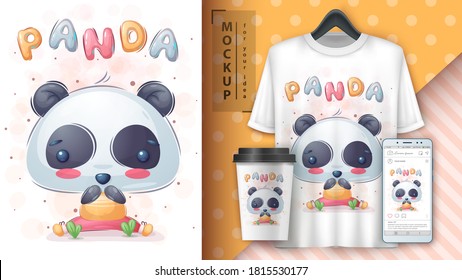 Happy bear - poster and merchandising. Vector eps 10