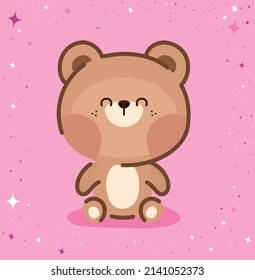 happy bear poster with stars