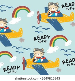happy bear ready to fly seamless 
