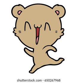 happy bear running cartoon