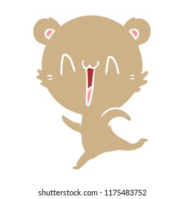happy bear running flat color style cartoon