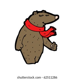happy bear with scarf cartoon