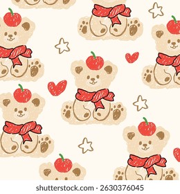 happy bear seamless doodle background