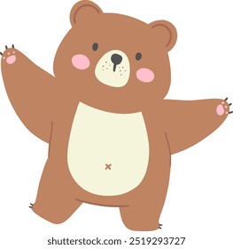 Happy Bear with Spread Arms and Legs - Playful Illustration