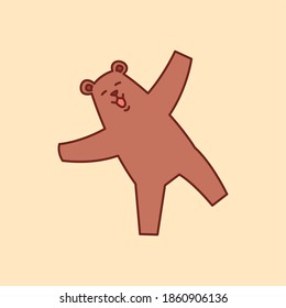 Happy bear vector illustration in flat style. Good for zoo, animal book, brochure, banner