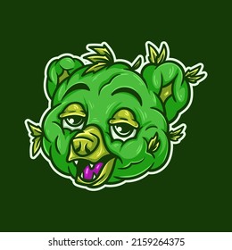 Happy Bear Weed Head Mascot Character