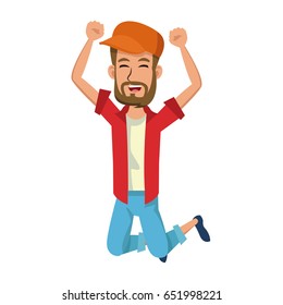happy beard man enjoy travel vacation