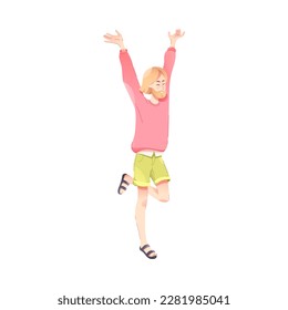 Happy Barted Man Character Rejoicing and Cheering Vector Illustration