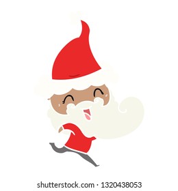 happy bearded man wearing santa hat