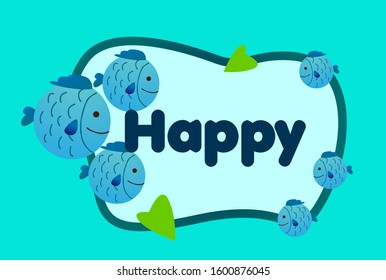 happy, beautiful greeting card background or template banner with cute animal character theme. vector design illustration