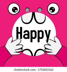 happy, beautiful greeting card background or banner with cute shock pink character theme. vector