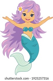 Happy beautiful mermaid doll. Vector