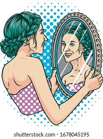 happy beauty self mirror vector