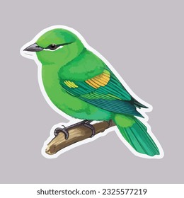 Happy and Beautyfull Bird Sticker Vector Design