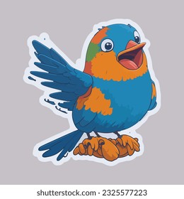 Happy and Beautyfull Bird Sticker Vector Design