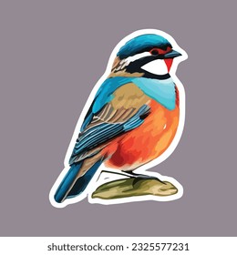 Happy and Beautyfull Bird Sticker Vector Design