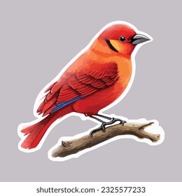 Happy and Beautyfull Bird Sticker Vector Design