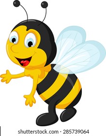 happy Bee cartoon flying