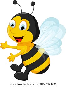 happy Bee cartoon flying