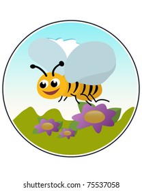 Happy bee - funny vector illustration