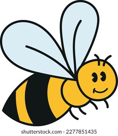 Happy Bee Hand Draw Vector Art